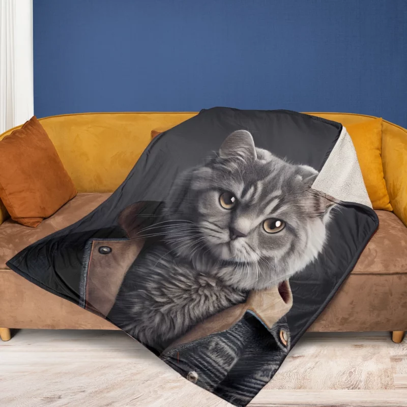 3D Cat Avatar for Gamers Fleece Blanket 1