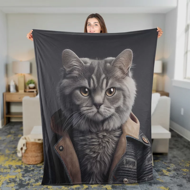 3D Cat Avatar for Gamers Fleece Blanket 2