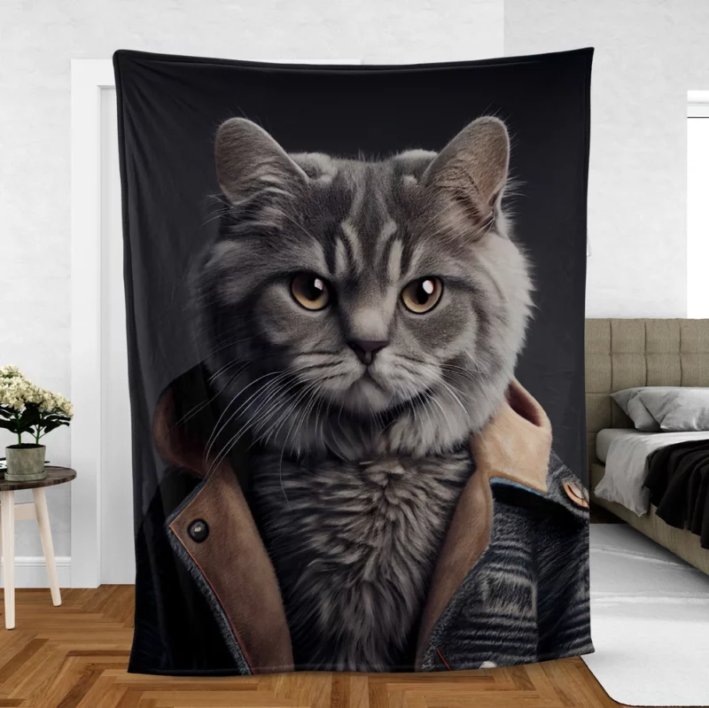 3D Cat Avatar for Gamers Fleece Blanket