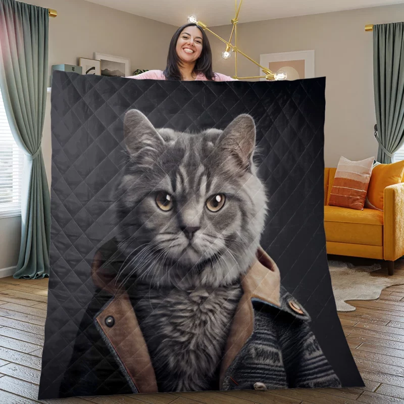 3D Cat Avatar for Gamers Quilt Blanket