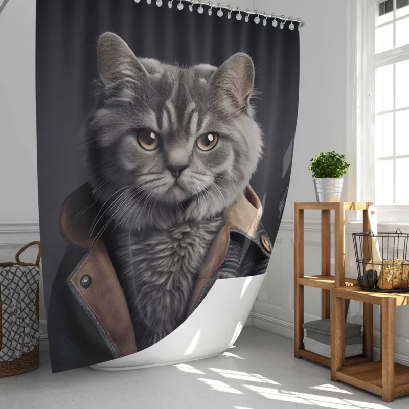 3D Cat Avatar for Gamers Shower Curtain