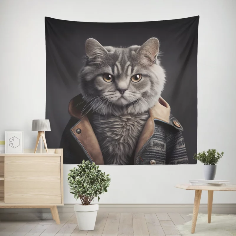 3D Cat Avatar for Gamers Wall Tapestry