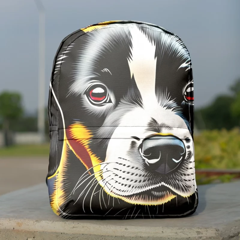 Adorable Black Puppy Dog Print Backpack