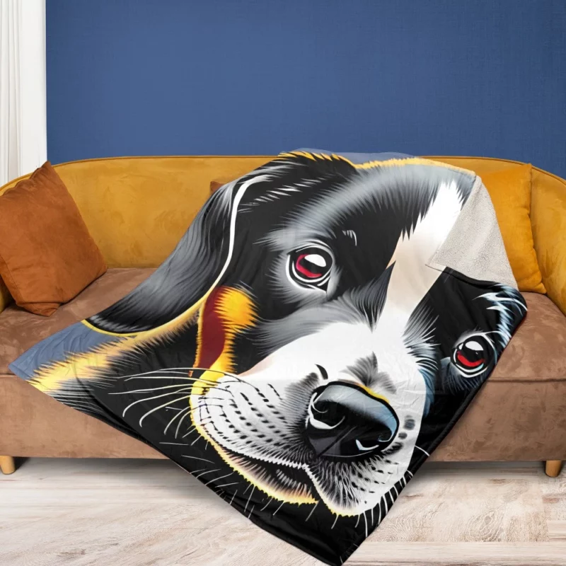 Adorable Black Puppy Dog Print Fleece Blanket 1