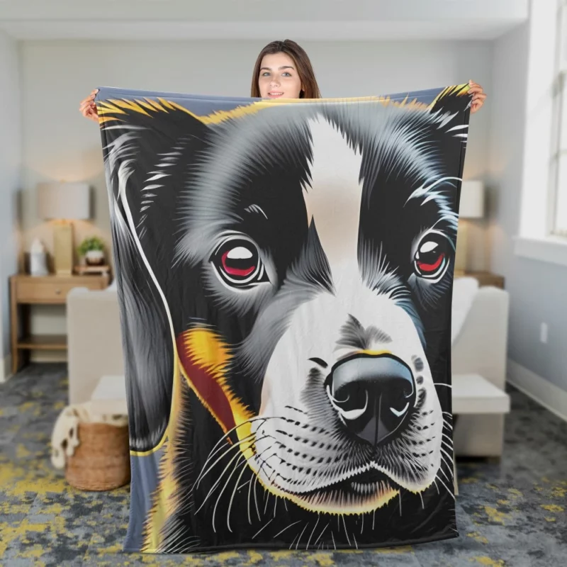 Adorable Black Puppy Dog Print Fleece Blanket 2