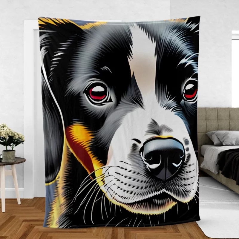 Adorable Black Puppy Dog Print Fleece Blanket