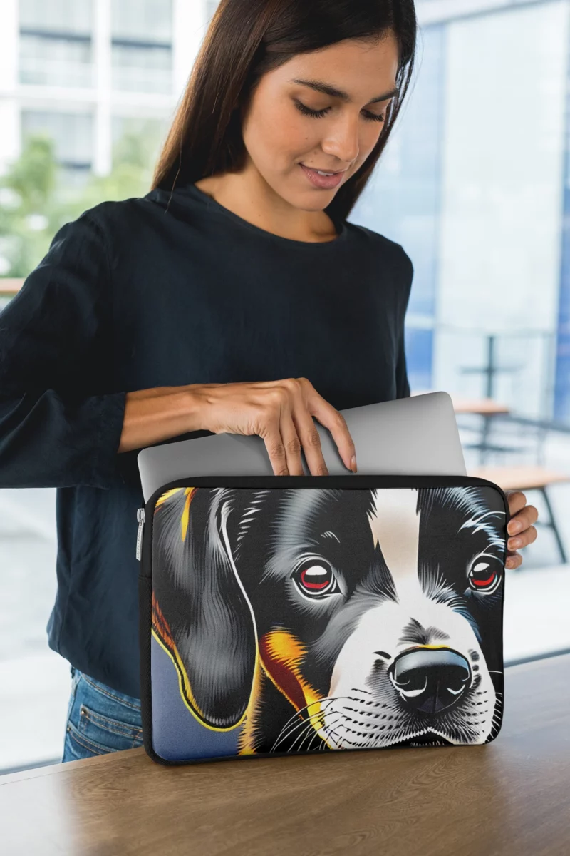 Adorable Black Puppy Dog Print Laptop Sleeve 1