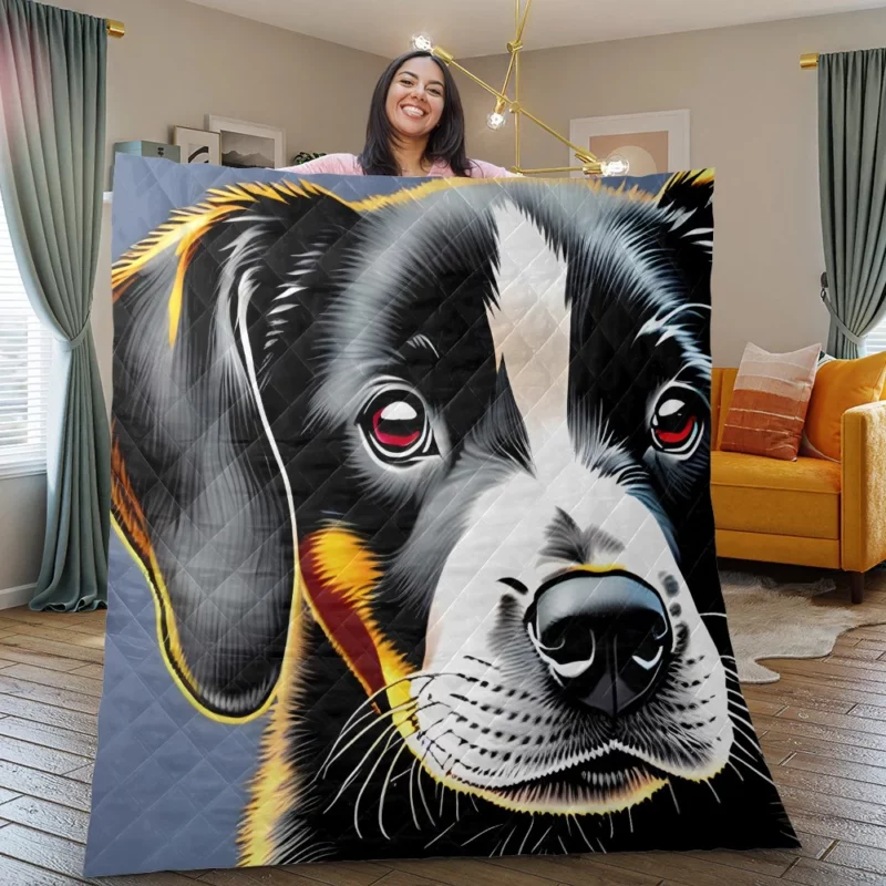 Adorable Black Puppy Dog Print Quilt Blanket