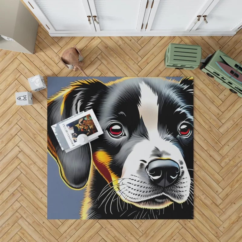 Adorable Black Puppy Dog Print Rug