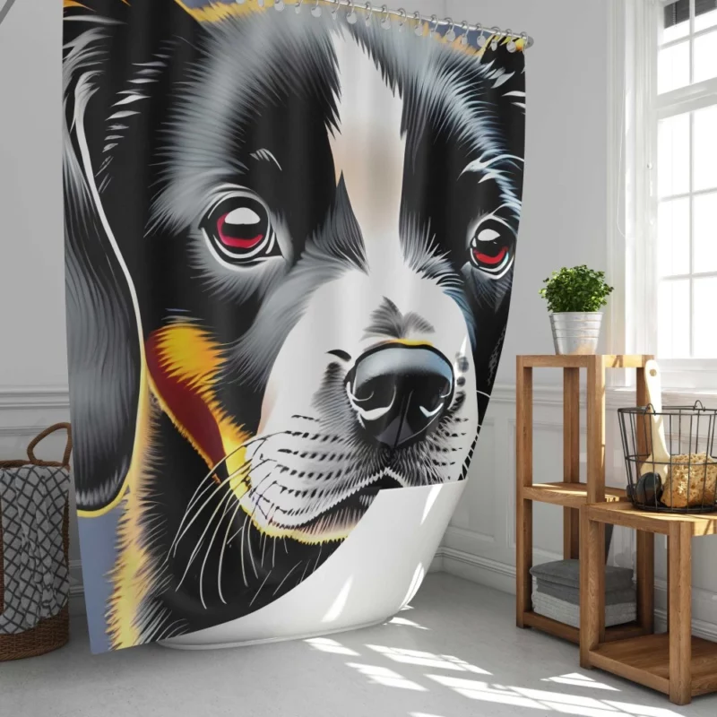 Adorable Black Puppy Dog Print Shower Curtain