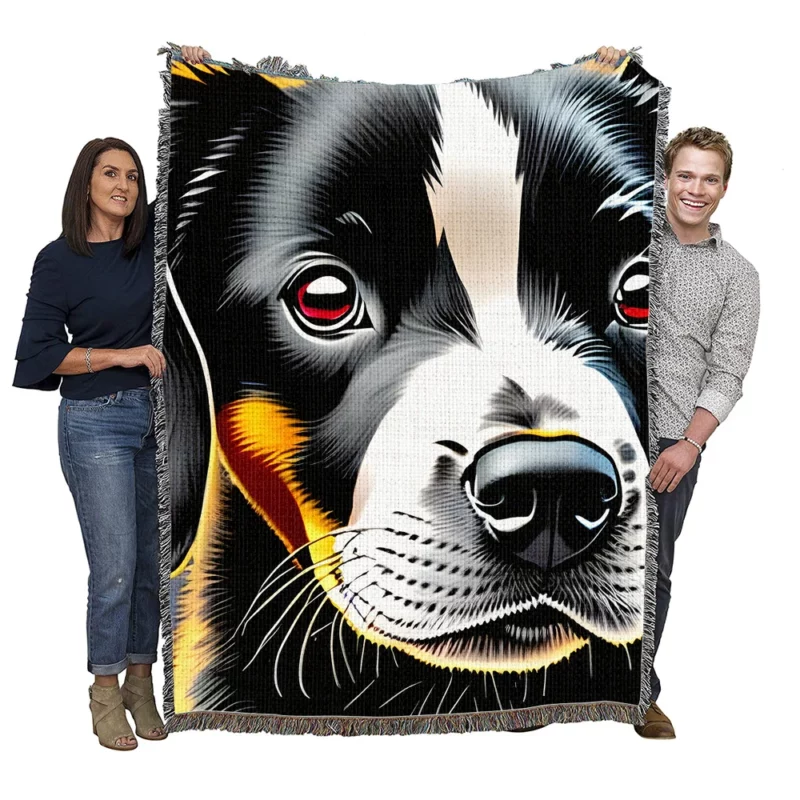 Adorable Black Puppy Dog Print Woven Blanket