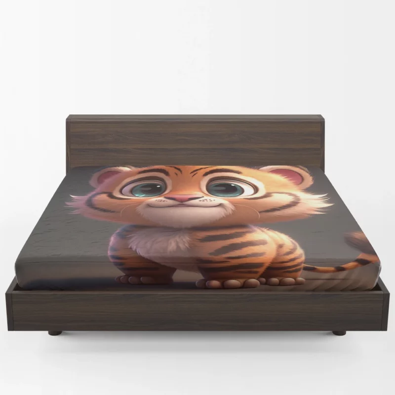 Adorable Cartoon-Style Baby Tiger Fitted Sheet 1