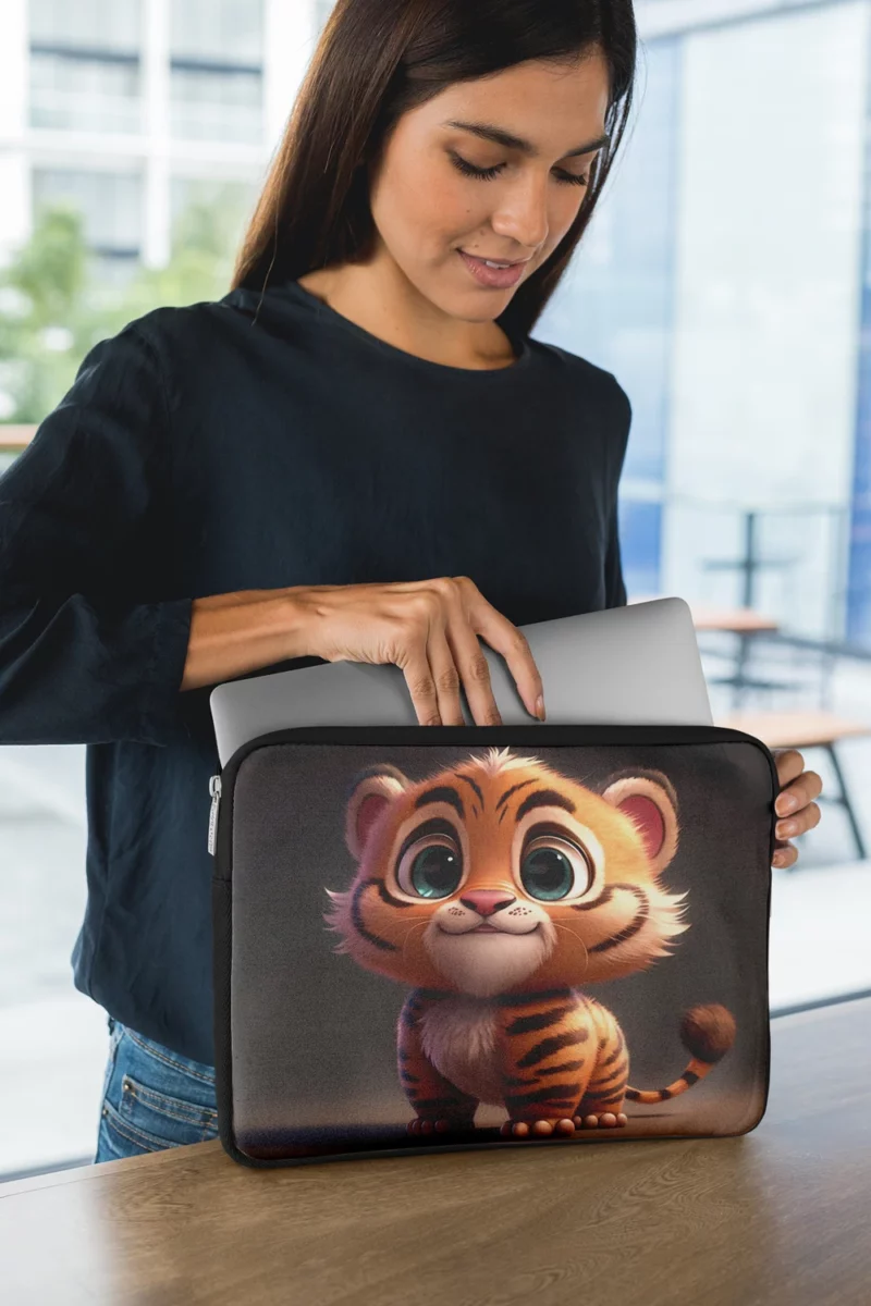 Adorable Cartoon-Style Baby Tiger Laptop Sleeve 1