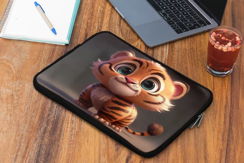 Adorable Cartoon-Style Baby Tiger Laptop Sleeve 2
