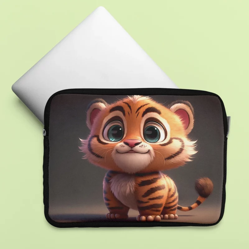 Adorable Cartoon-Style Baby Tiger Laptop Sleeve