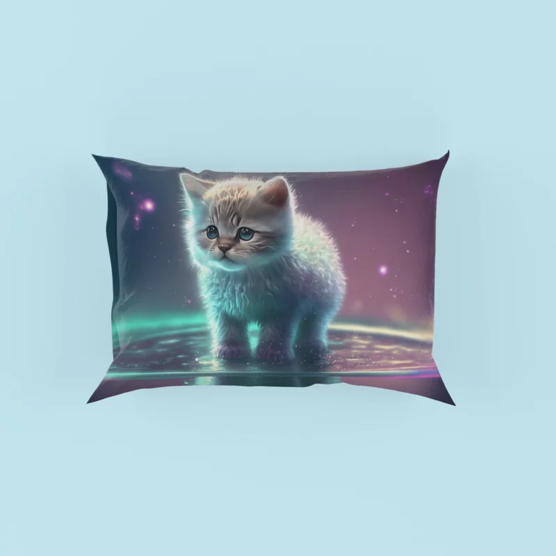 Adorable Kitten in Holographic Puddle Pillow Cases