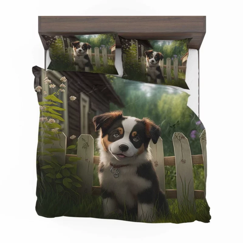 Adorable Puppy Garden Statue Bedding Set 2