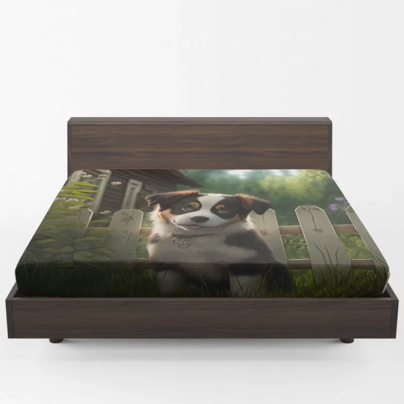 Adorable Puppy Garden Statue Fitted Sheet 1