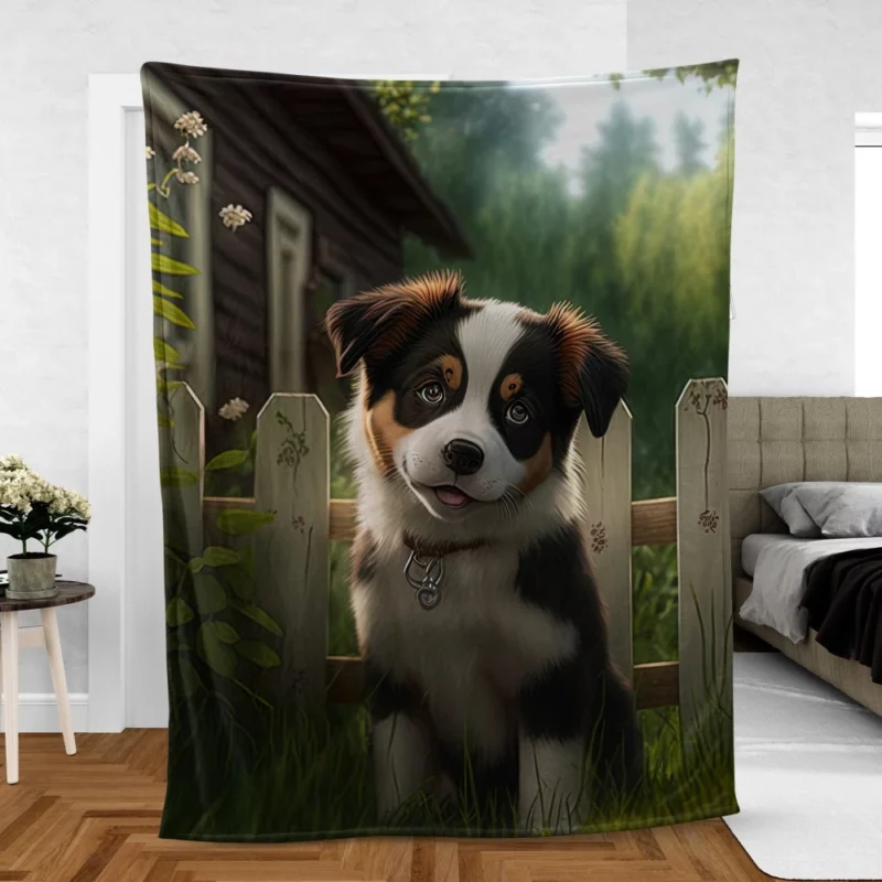 Adorable Puppy Garden Statue Fleece Blanket