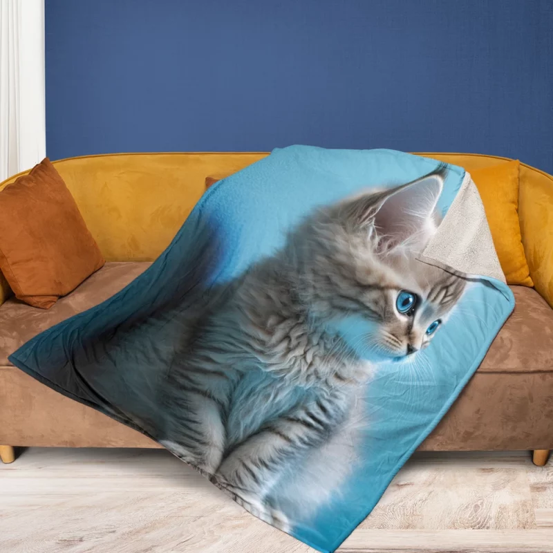 Adorable Seated Kitten Pet Fleece Blanket 1