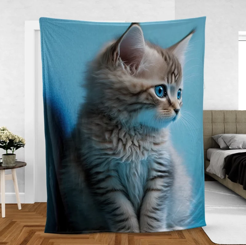 Adorable Seated Kitten Pet Fleece Blanket