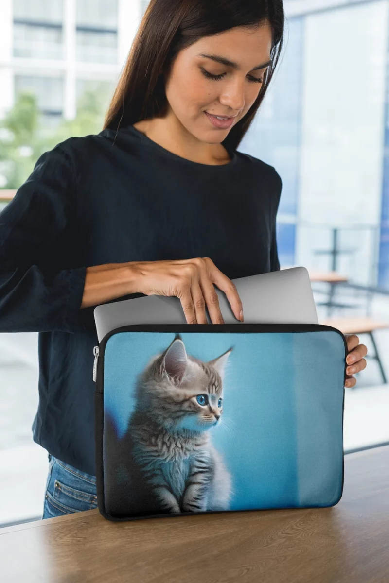 Adorable Seated Kitten Pet Laptop Sleeve 1