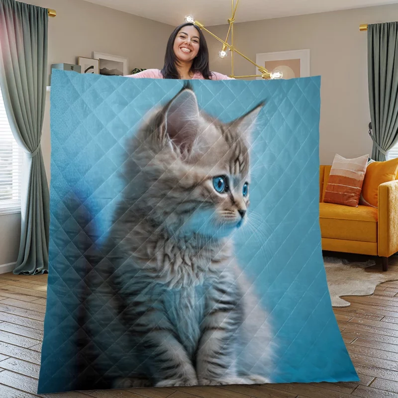 Adorable Seated Kitten Pet Quilt Blanket