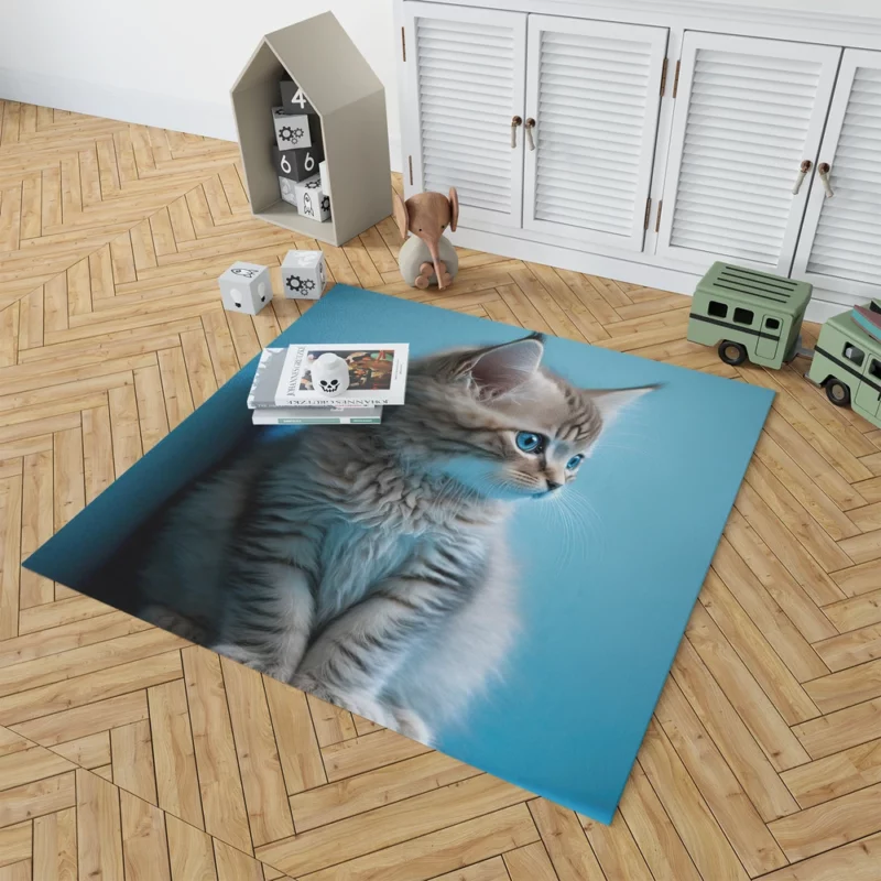 Adorable Seated Kitten Pet Rug 1