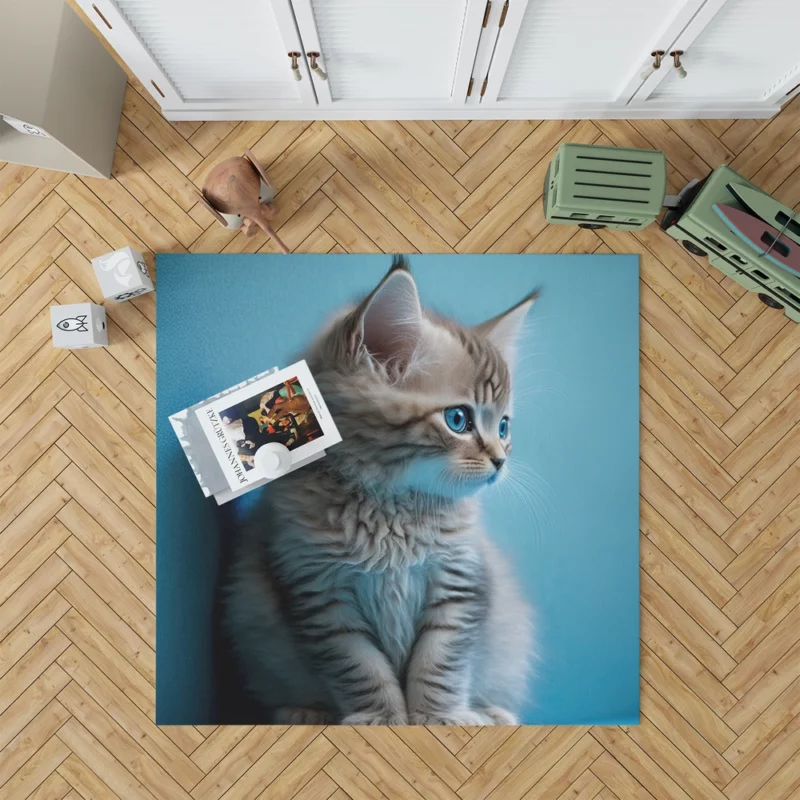 Adorable Seated Kitten Pet Rug