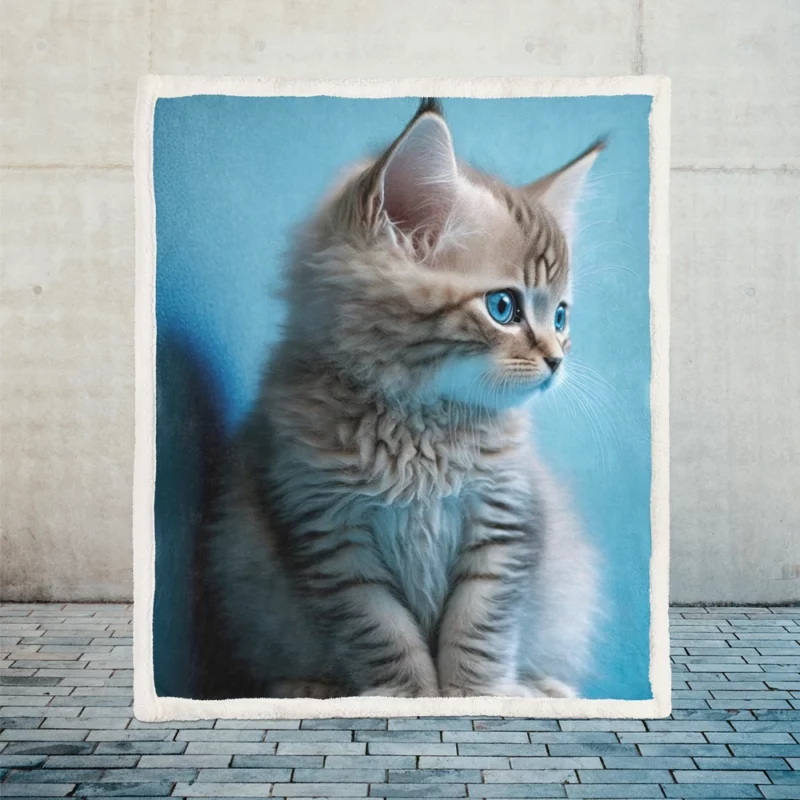 Adorable Seated Kitten Pet Sherpa Fleece Blanket