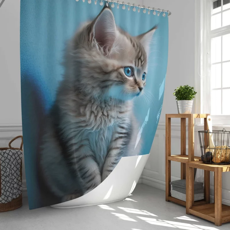 Adorable Seated Kitten Pet Shower Curtain