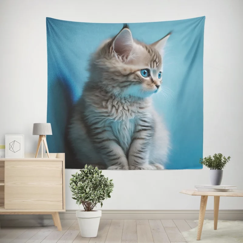 Adorable Seated Kitten Pet Wall Tapestry