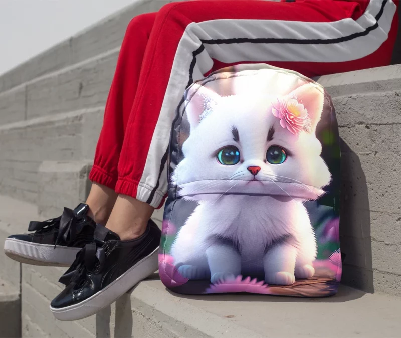 Adorable Snow White Baby Cat Backpack 1