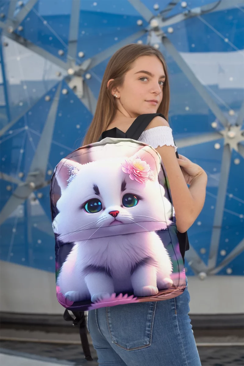 Adorable Snow White Baby Cat Backpack 2