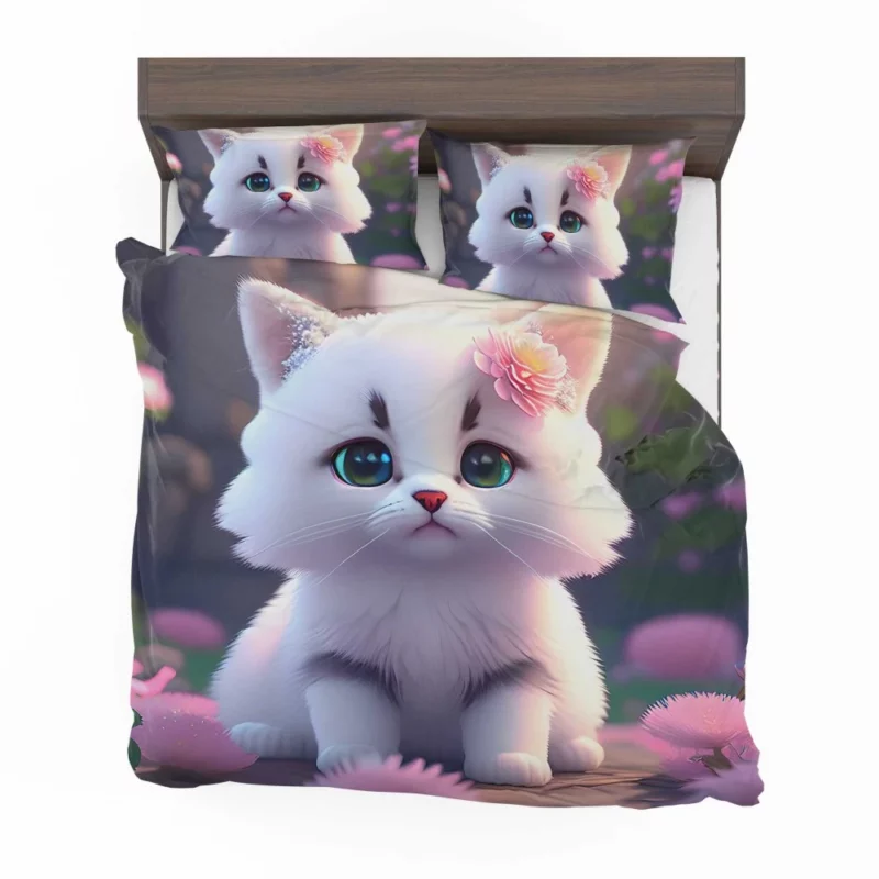 Adorable Snow White Baby Cat Bedding Set 2