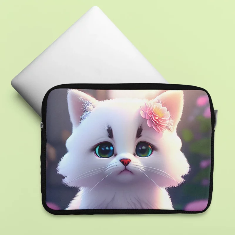 Adorable Snow White Baby Cat Laptop Sleeve