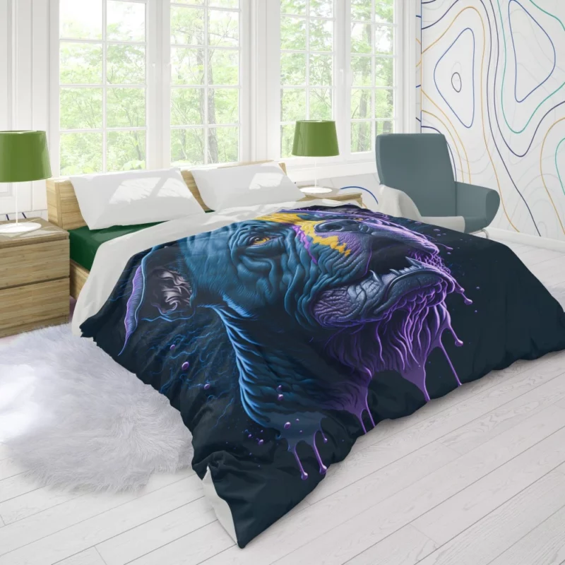 American Bully Oil Painting Duvet Cover