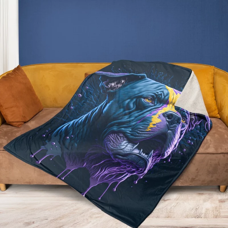 American Bully Oil Painting Fleece Blanket 1