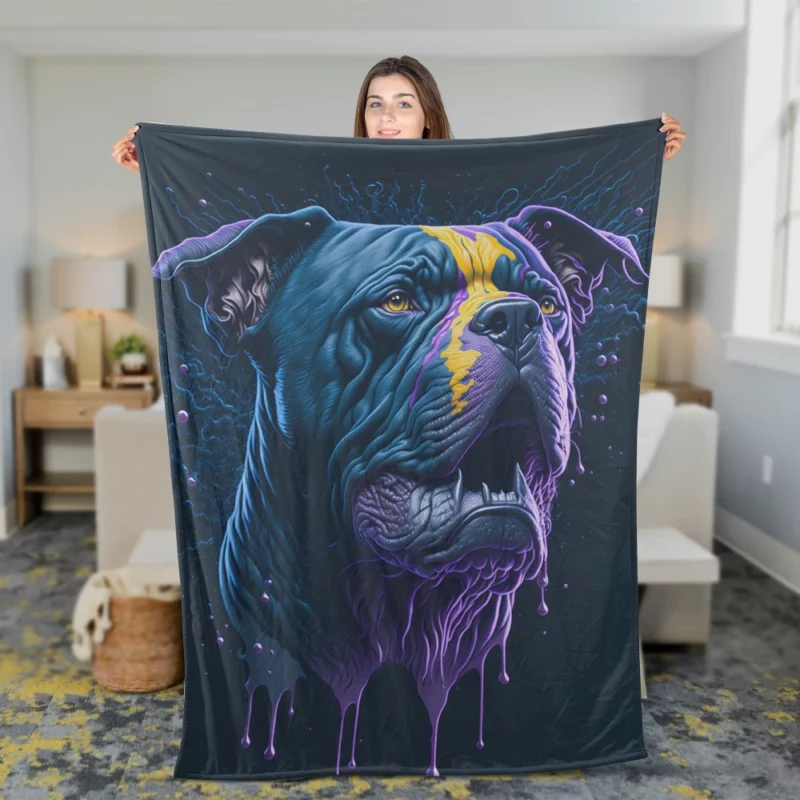 American Bully Oil Painting Fleece Blanket 2