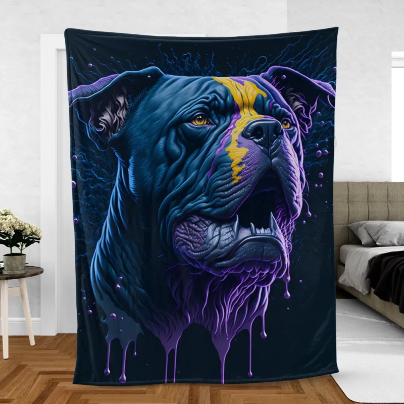 American Bully Oil Painting Fleece Blanket