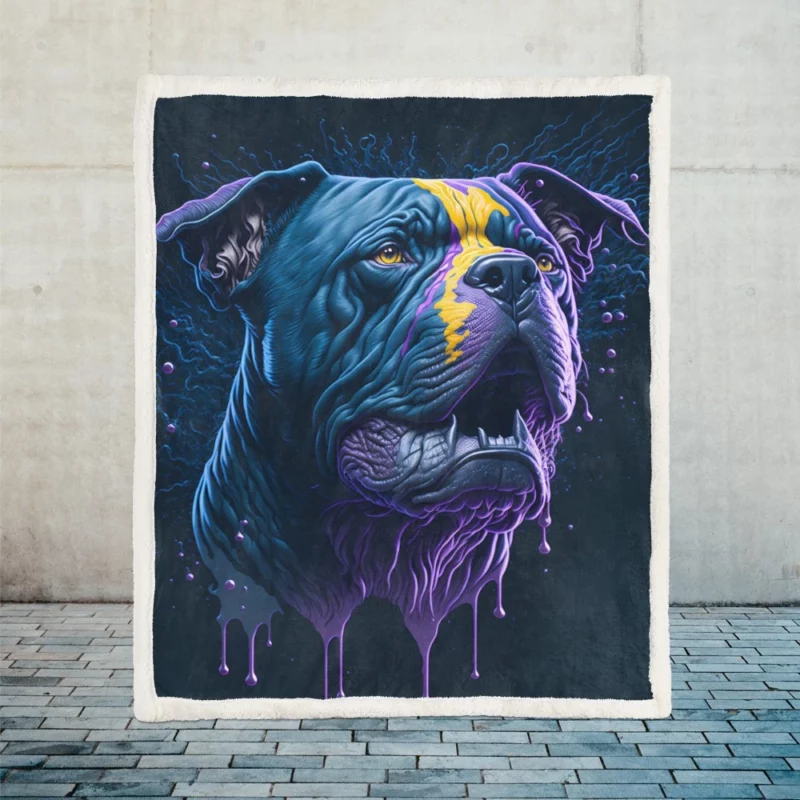 American Bully Oil Painting Sherpa Fleece Blanket