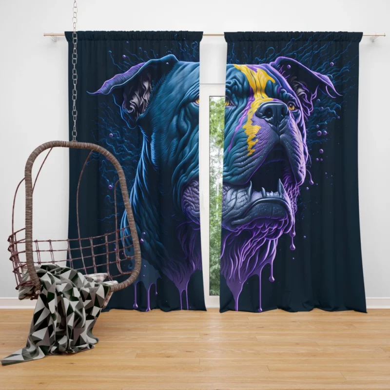 American Bully Oil Painting Window Curtain