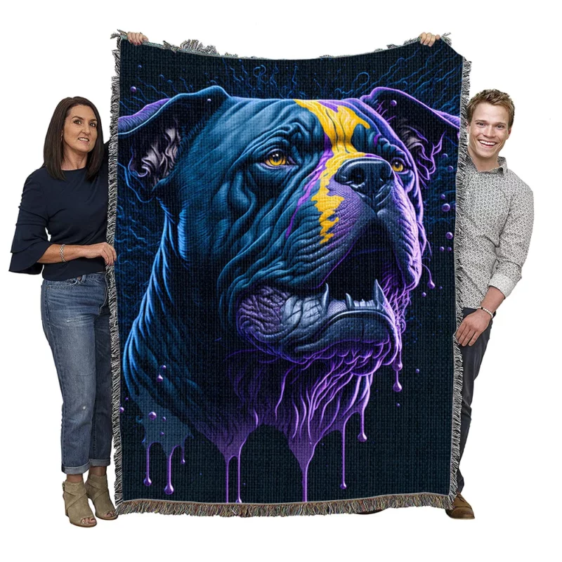 American Bully Oil Painting Woven Blanket