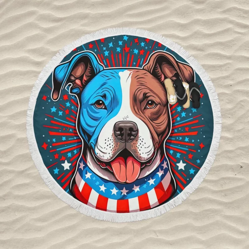 American Staffordshire Dog Round Beach Towel