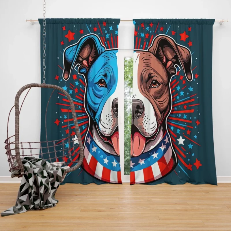 American Staffordshire Dog Window Curtain