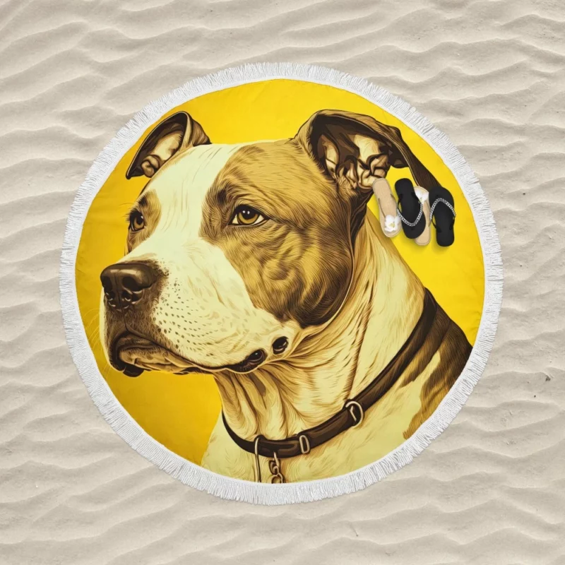 American Staffordshire Dog in Solitude Round Beach Towel