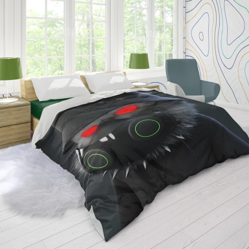 Angry Camouflage Cat Figure Duvet Cover