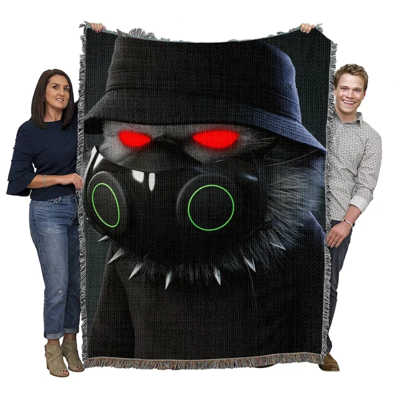 Angry Camouflage Cat Figure Woven Blanket