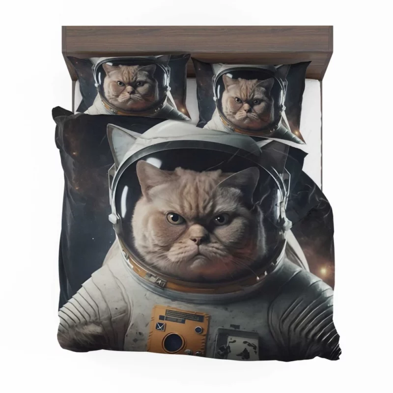 Angry Cat in Space Suit Bedding Set 2