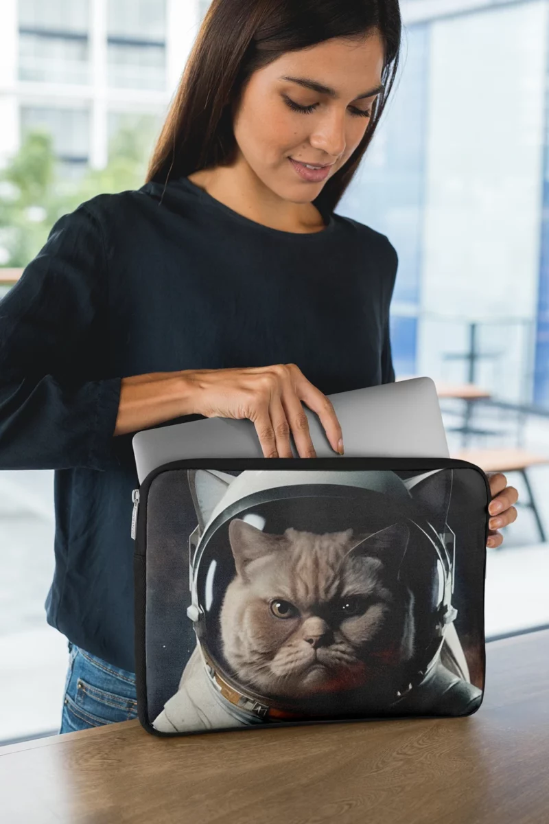 Angry Cat in Space Suit Laptop Sleeve 1